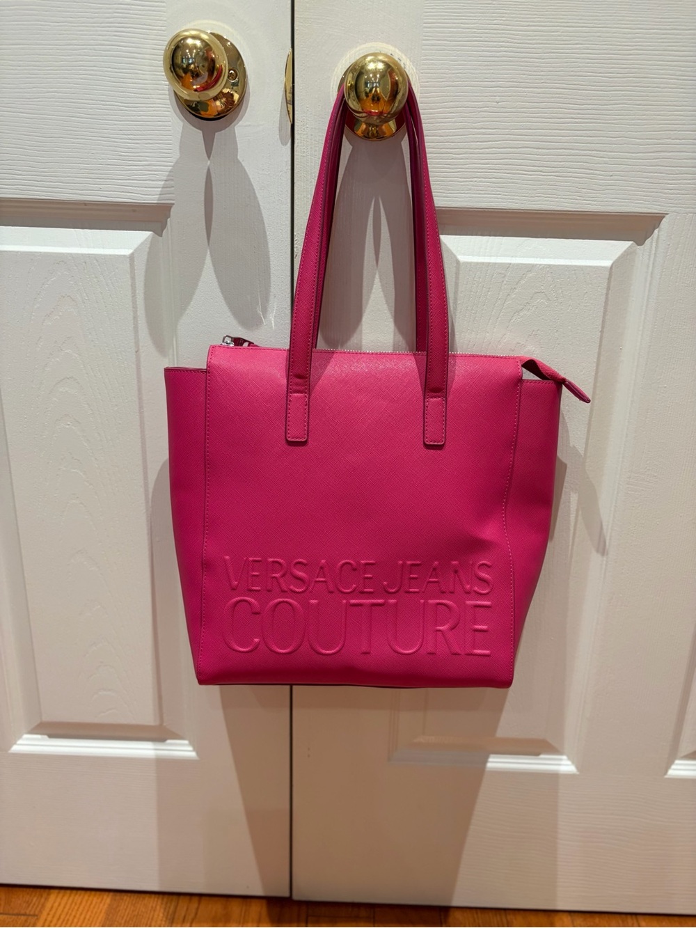 FLASH SALE Versace Jeans Couture Hot Pink Logo-Debossed Tote Bag